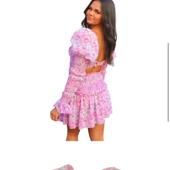 Floral mini long sleeve dress - Picture 2 of 6